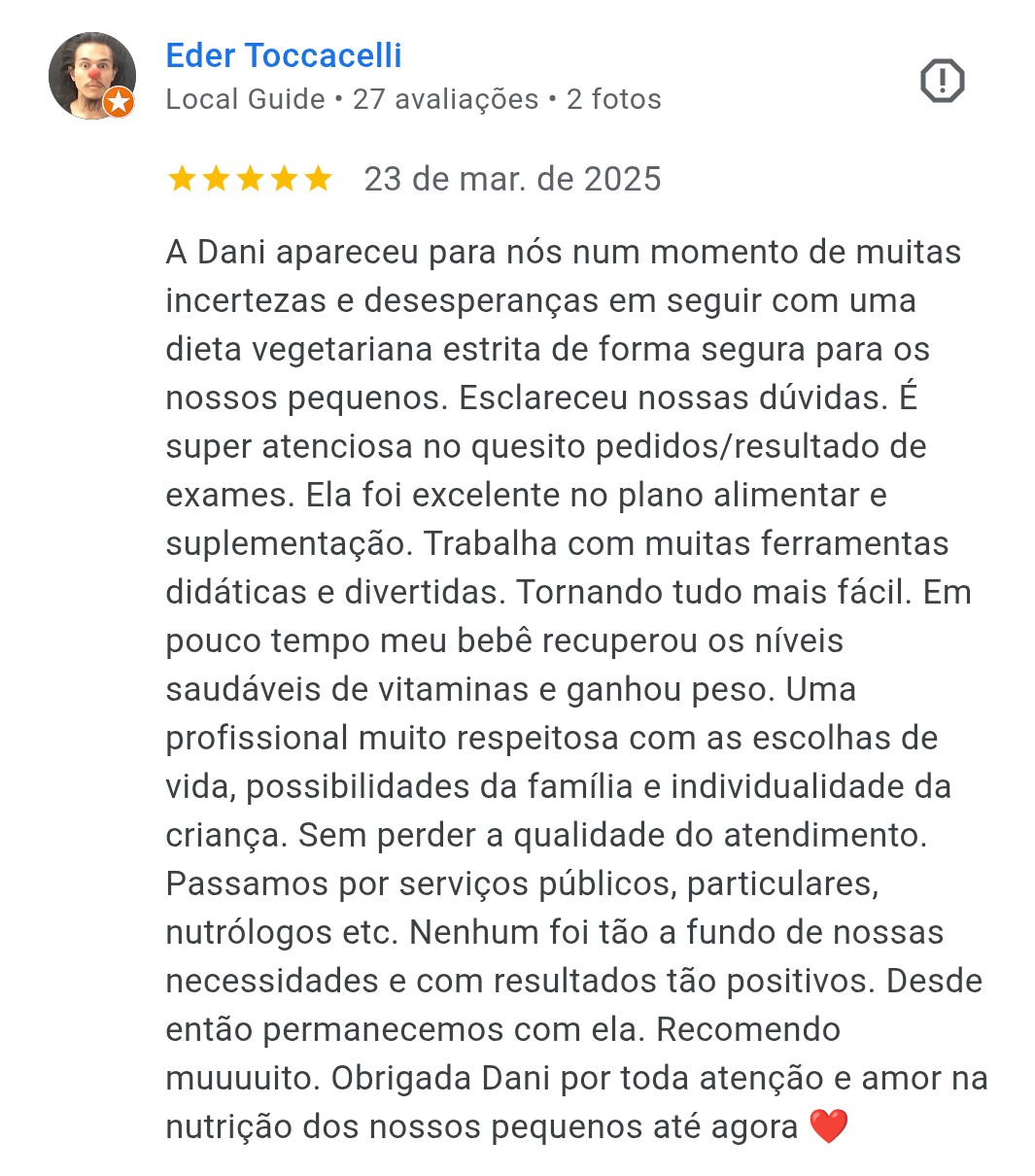 Avaliação Google: Eder